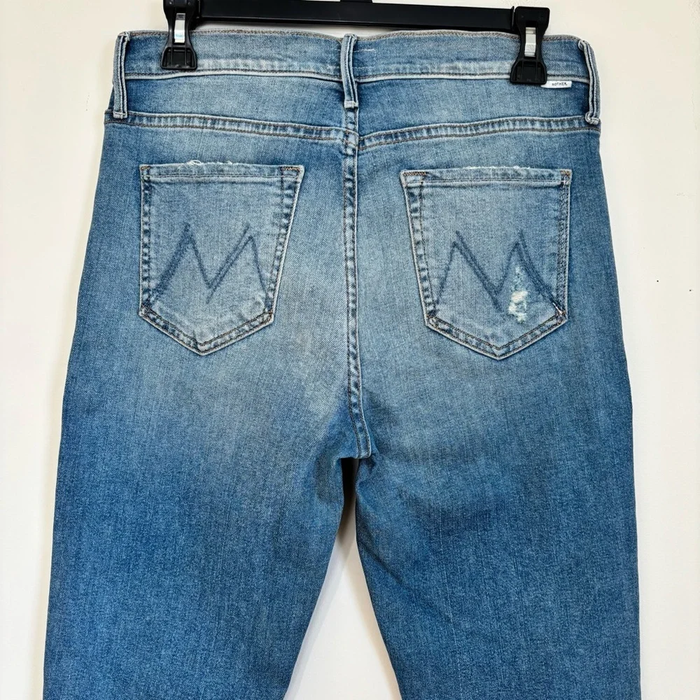 Mother Women"s 29 High Waisted Rascal Ankle Jeans Love Gun Distressed Frayed Hem - Picture 5 of 16